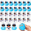 Shappy 24 Pcs Cruise Duck Bulk With Sunglasses Sets 2 X 1.9 X 2.4 Inch Mini Sailing Rubber Ducks Summer Cruise Ship Toy Squeaky Bath Party Toy Duckies For Birthday Party Favors (Blue,White)