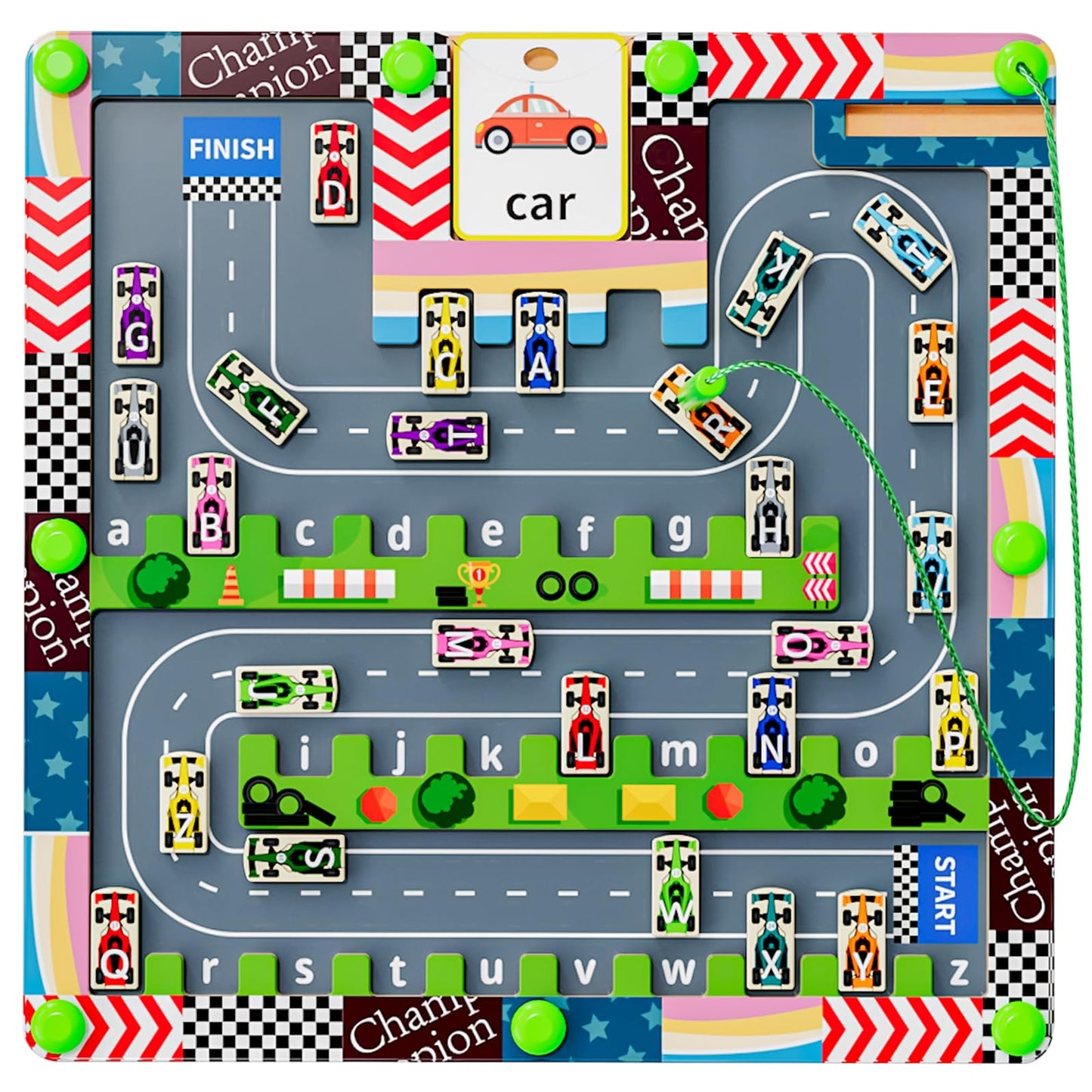 Montessori Magnetic Alphabet Maze & Car Puzzle - Wooden Toddler Toys Ages 3-5, Fine Motor Skills, Ideal Gift For Boys & Girls
