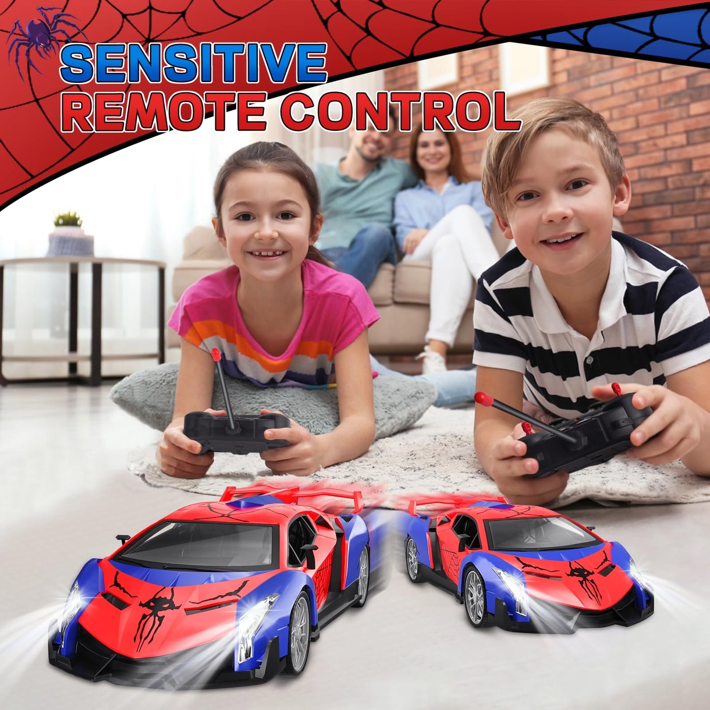 Vigamen Spider Remote Control Car for Boys 4-7 8-12, Fast RC Car Toy with Light & Controller, Hobby Race Car Toys for 4 5 6 7 8