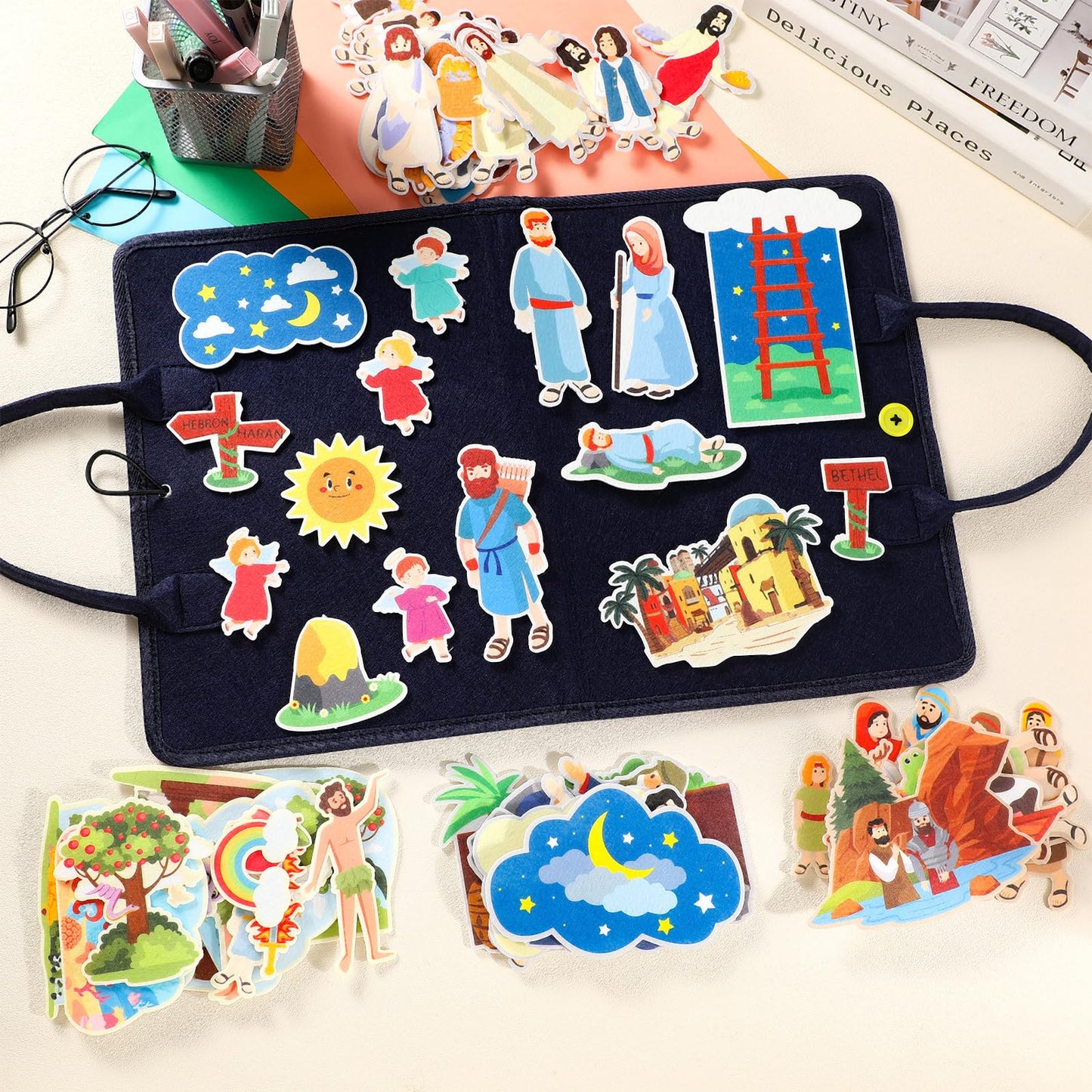 Windkream 12 Set Felt Board Stories Pieces Set Felt Animals Bible Fairy Tales For Preschool Animals Figures Flannel Board Storie