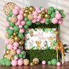 Pink Wild One Balloon Arch With Backdrop 59X40 Inch For Wild One Birthday Decoration, Safari Jungle Balloons Garland Arch Kit Gi