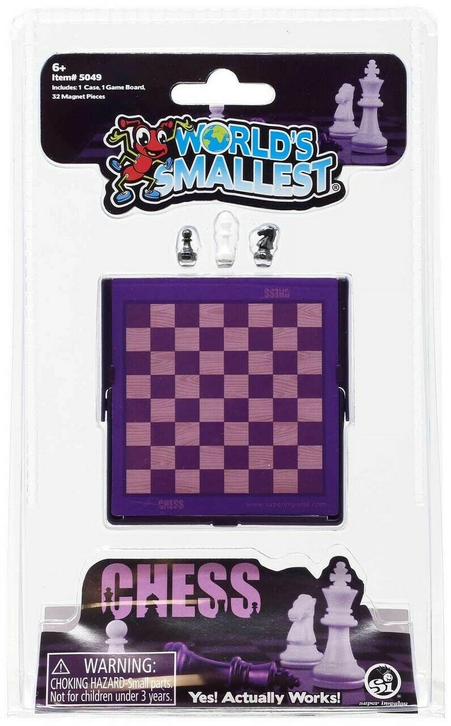 World's Smallest Chess Set - Miniature Plastic Game for 2 Players - Multi Color - Model 5049
