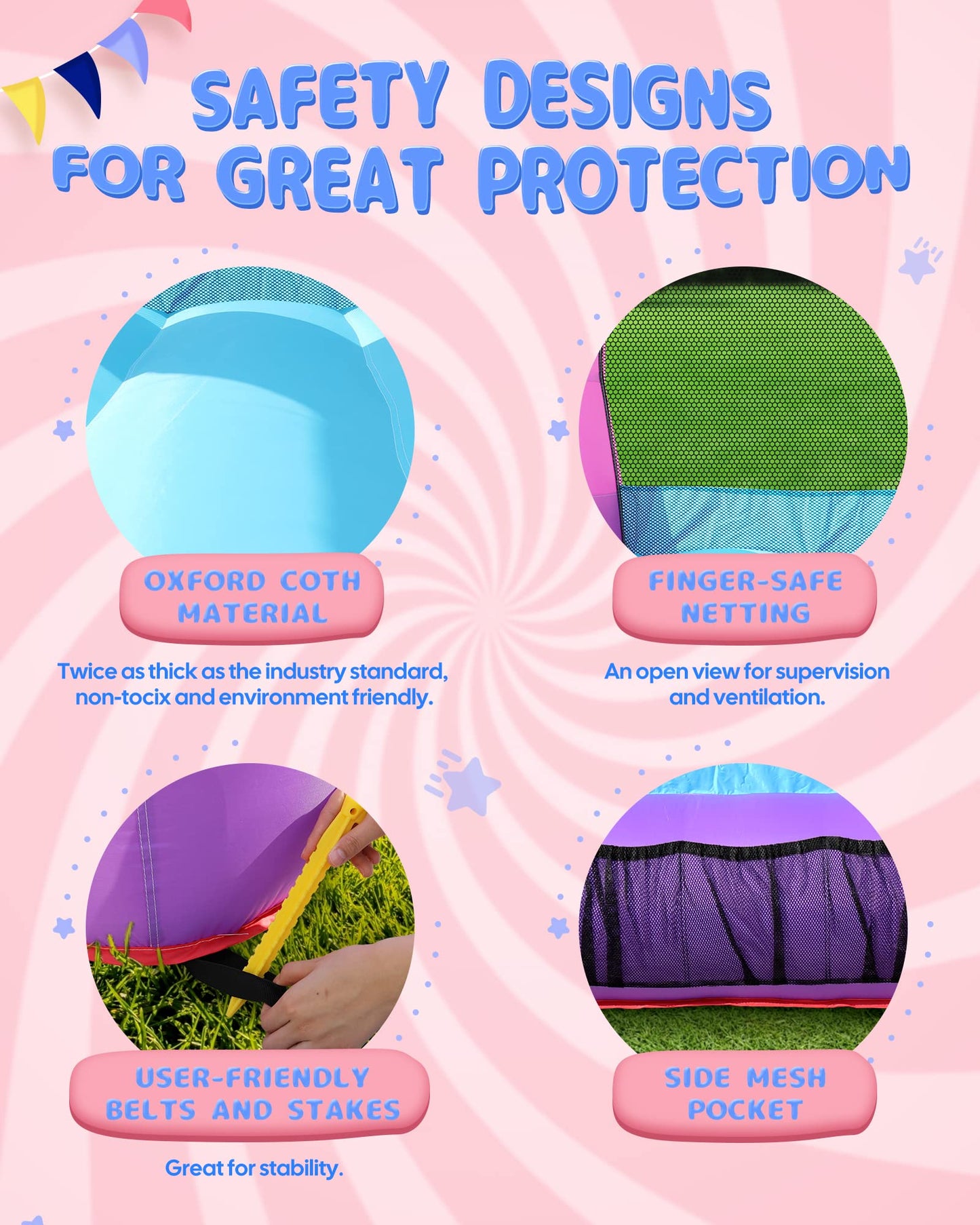 Airmyfun Pink Inflatable Toddler Bounce House With Blower, Indoor/Outdoor Jumping Castle For Kids 3-8, Inflatable Bouncy House With Slide, 82011B