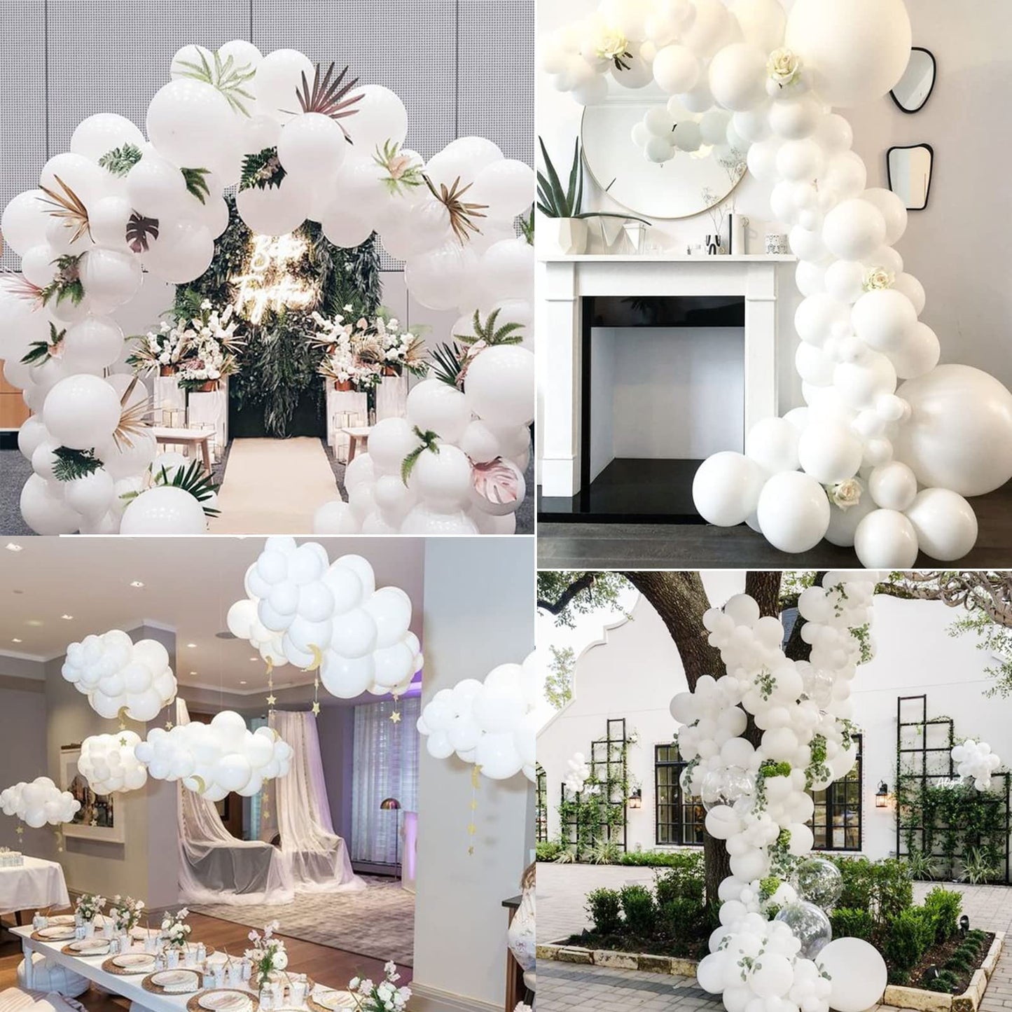 Moukiween White Balloons Different Sizes-100 Pcs Pastel White Balloon Garland Arch Kit 18 12 5 Inch Macaron White Latex Balloons For Baby Shower Wedding Birthday Bride Party Decorations