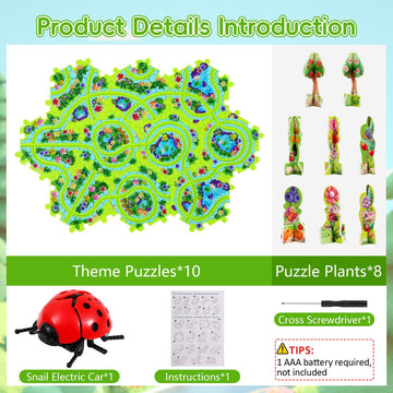 10Pcs Puzzle Racer Kids Car Track Set, Cars Toys For Toddlers, Puzzle Track Car Play Set, Race Tracks For Kids Ages 4-8, Educati