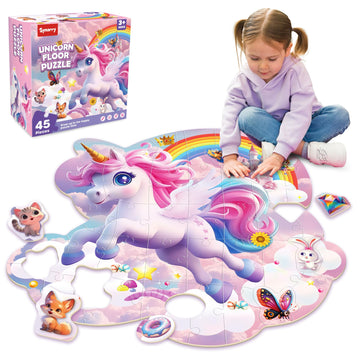 Synarry Unicorn Floor Puzzles For Kids Ages 4-6, Large 45 Piece Floor Puzzles For Kids Ages 4-8, Puzzles For Toddlers 2-4, Unico