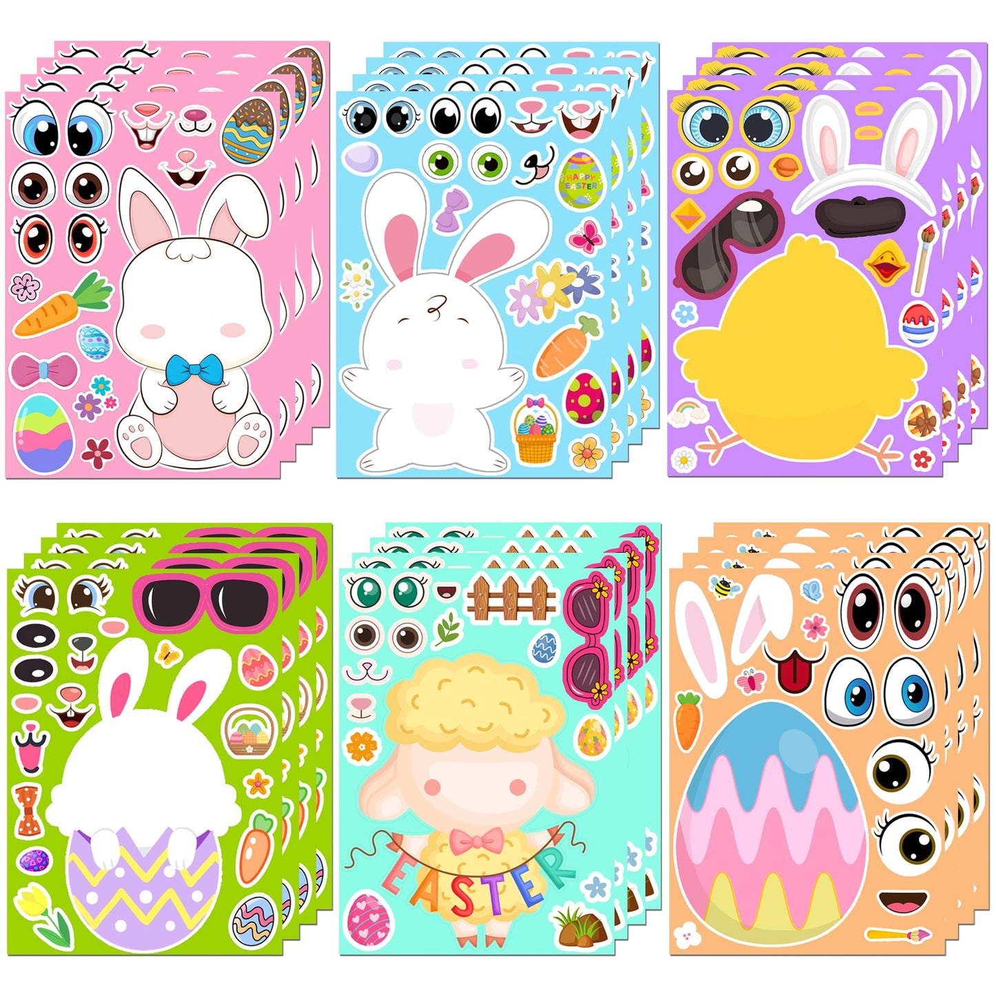 Easter Stickers - Diy Happy Easter Egg Bunny Sticker For Kids, Easter Crafts Stickers Kids Game Toys Gift Party Favor Supplies(2