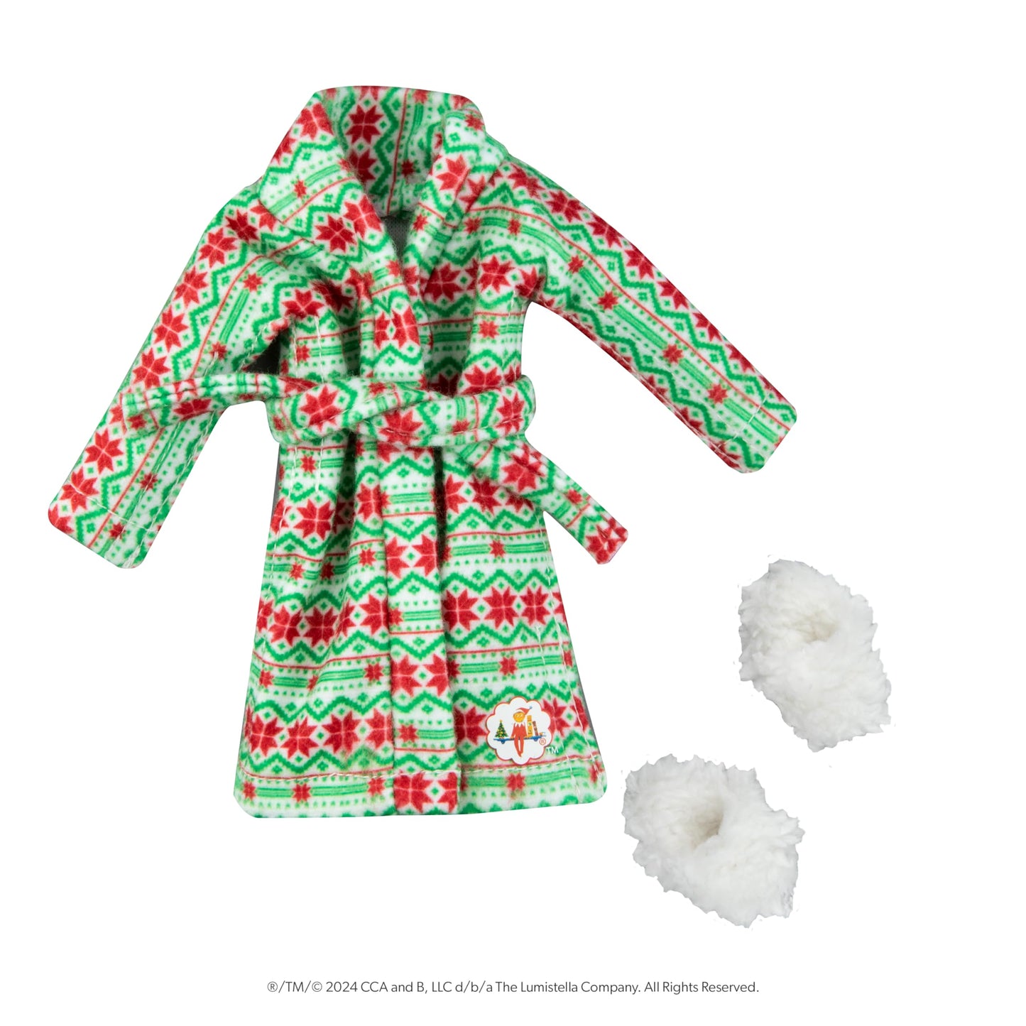 The Elf On The Shelf Claus Couture Snuggly Robe And Slippers Set - Cozy Holiday Robe And Slippers For Your Scout Elf - Includes