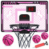 Indoor Basketball Hoop With Electronic Scoreboard And Led Light, Pink Over The Door Basketball Toy, For Kids Aged 4, 5, 6, 7, 8+