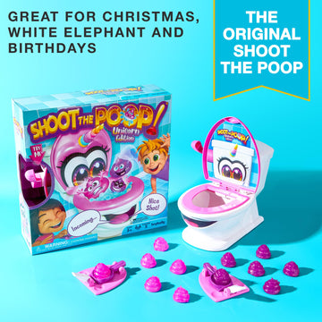 Brybelly Shoot The Poop Unicorn Edition Game - Sparkly Glitter Poops, Funny Family Fun, Pink and Purple, Plastic