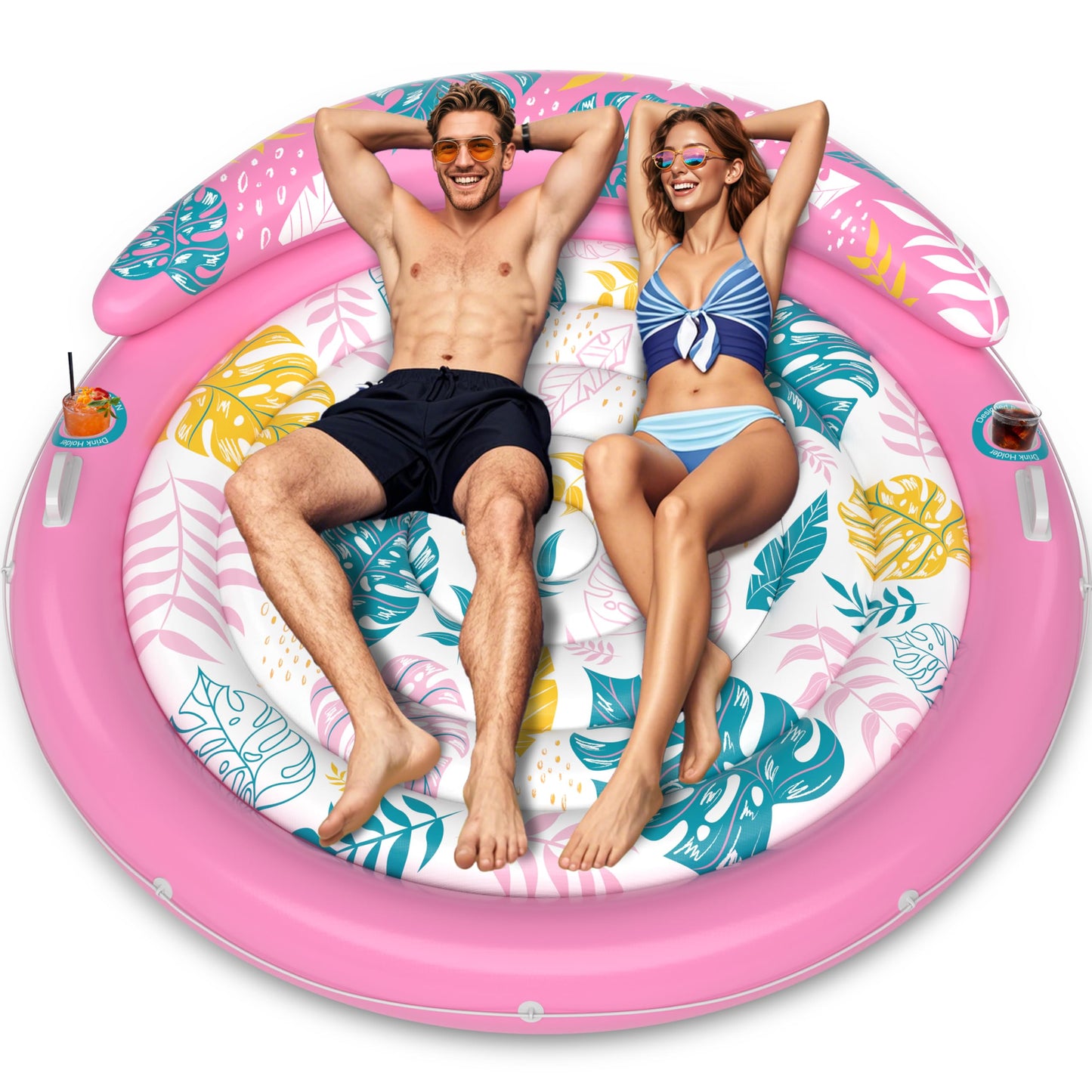 JOSEN Pool Floats Adult, Inflatable Tanning Pool - Extra Large Pool Floats for Adults Heavy Duty, Round Pool Rafts, River Lake F