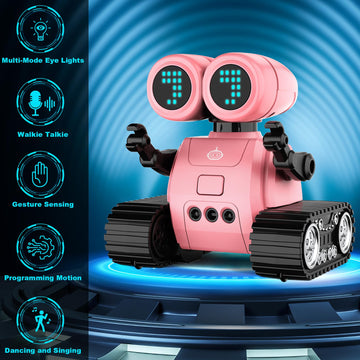 Hamourd Robot Toys for Girls, Robots with Walkie-Talkie Function, Gesture Sensing, Flexible Head & Arms, Programming Motion, Fle