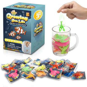IPIDIPI TOYS Water Growing Sea Creature Toys, Assorted Colors, 25 Pieces, Rubber – Ocean-Themed Party Favors & Classroom Prizes