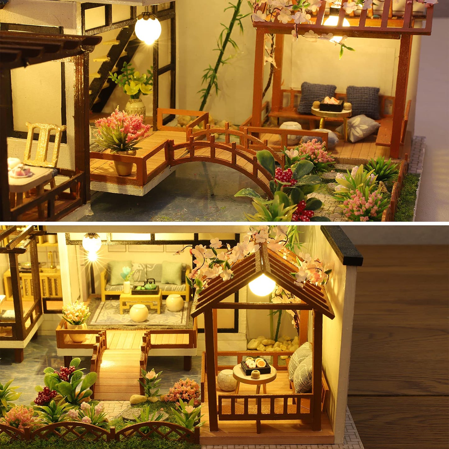 Gudoqi Diy Miniature Dollhouse Kit, Tiny House Kit With Music, Miniature House Kit 1:24 Scale, Great Handmade Craft Gift For Birthday Christmas Day, Traditional Courtyard House