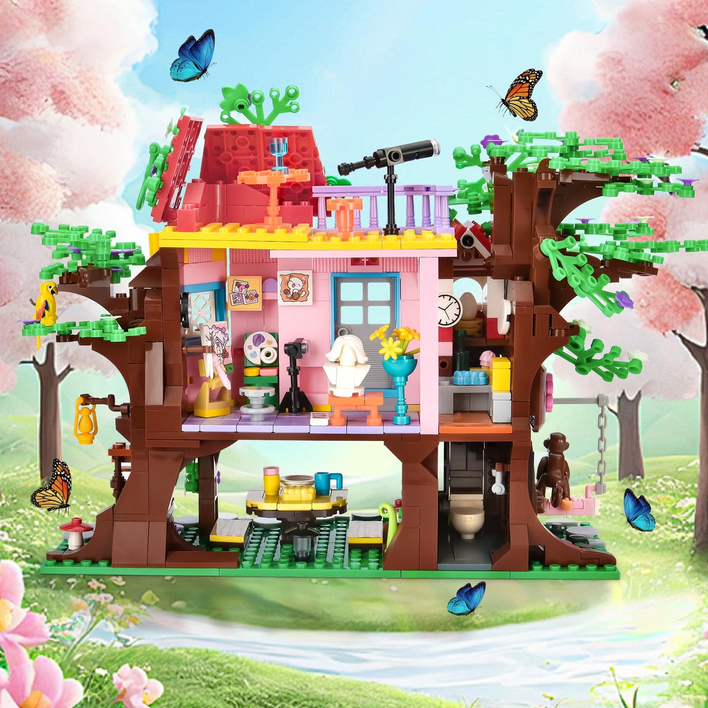 Xitalaxu Trees House Building Set For Girls,Animals Tree Houses Model Toys,Adults Creative Collection Building Toys,Birthday Gif