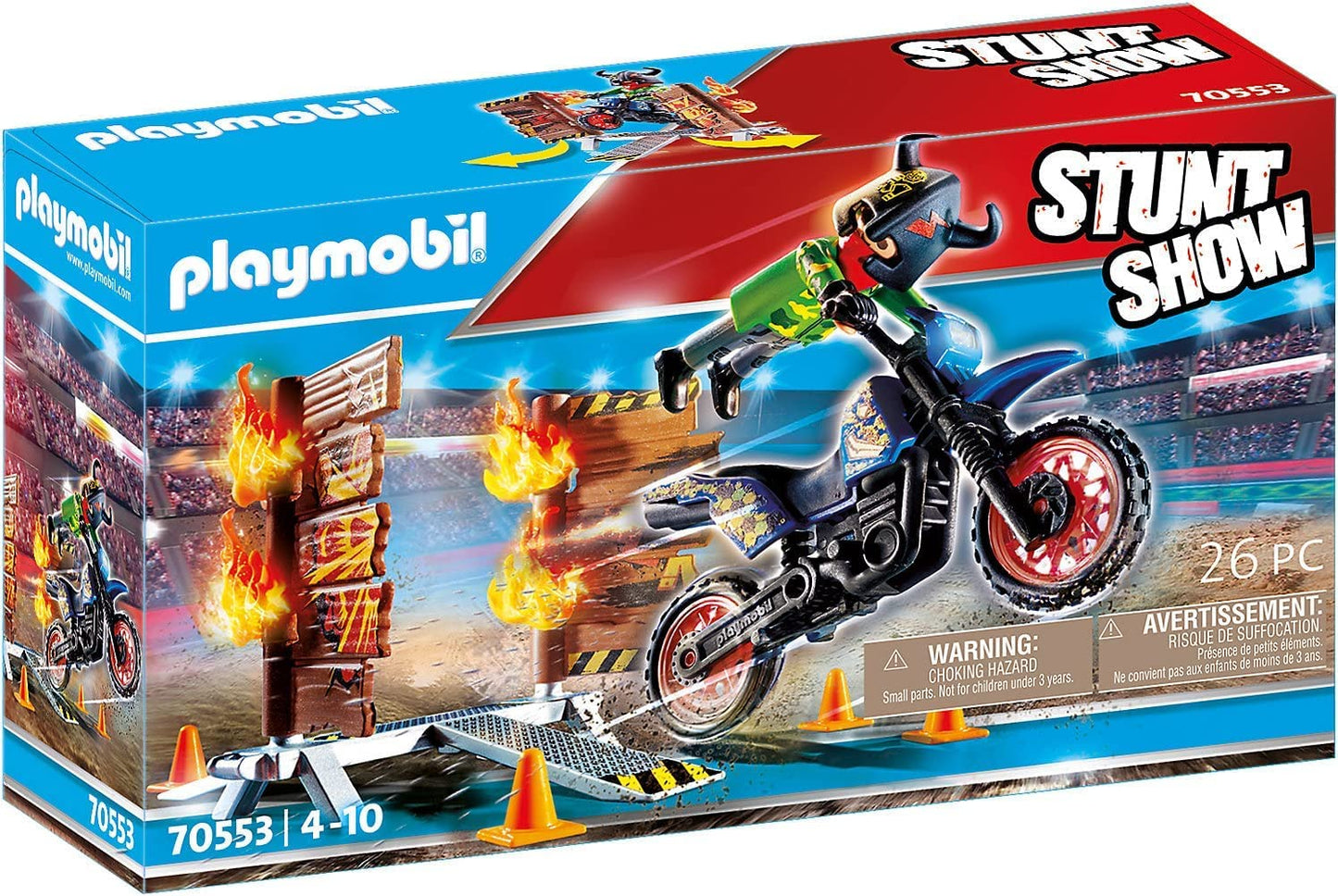 Playmobil Stunt Show Motocross With Fiery Wall