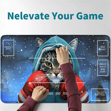 Rwutytiul Cat Card Playmat 24 X 14 Inch With Tube Bag, Card Gameplay Mat With Zones Commander Deck Board Mtg Rpg Ccg Tcg Card Ga