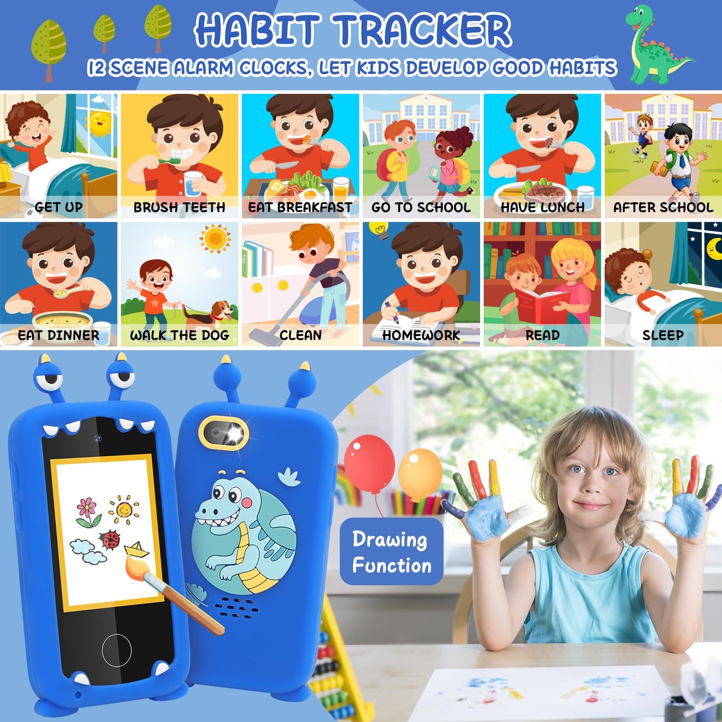 Deao Kids Smart Phone For Boys, Gifts For 3-10 Year Old Girls Christmas Birthday Kids Toys, Toddler Learning Play Toy Phone With