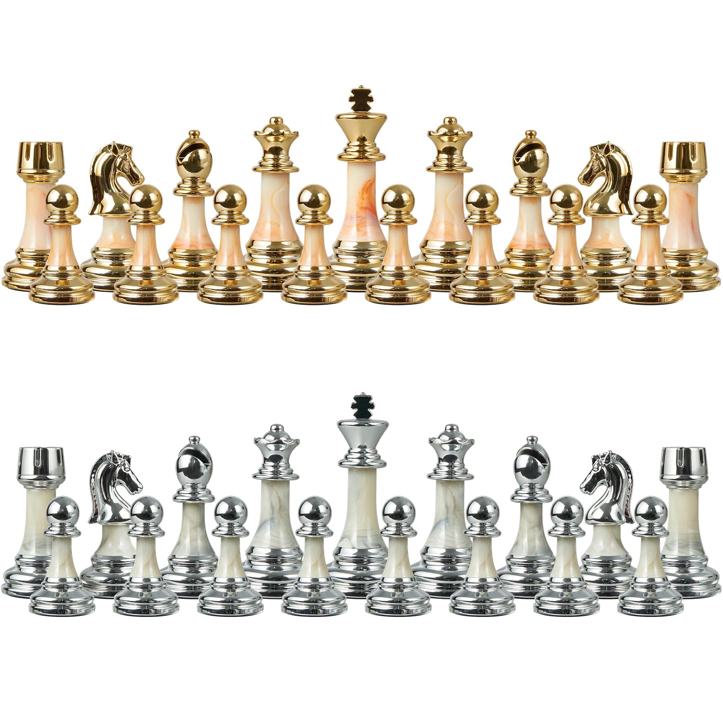 ELONGDI 16.5 Large Wooden Chess Set with Weighted Acrylic Chess Pieces Folding Chess Board Games with Handle 3.5 King Portable Classic Game for mature-themeds and Kids