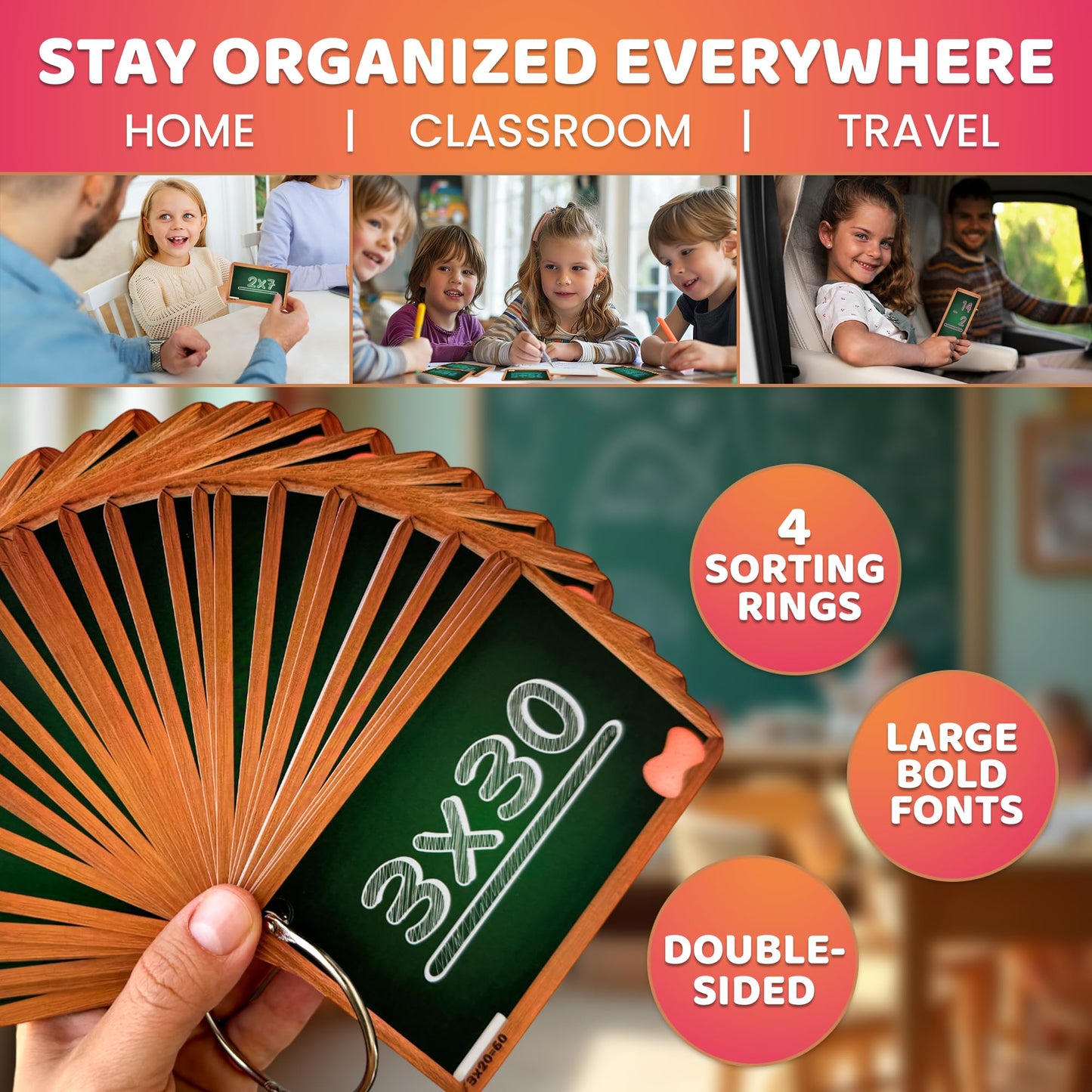 Quokka Math Flash Cards For Kids Ages 4-8 - Addition And Subtraction, Multiplication And Division Games For Kids 5-7 - 278 Double-Sided Flashcards For Studying | Large Bold Fonts | Flash Card Rings