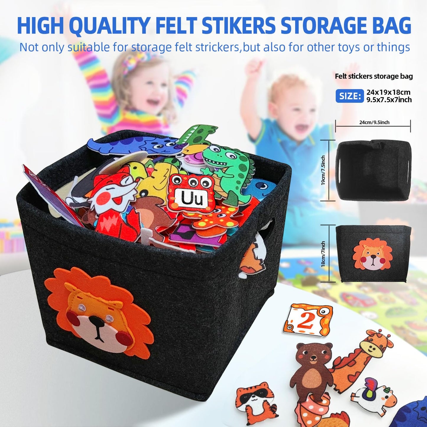 204Pcs Animals Felt Busy Board Story Set with Storage Bag Preschool Large Wall Storyboard Forest Themed Early Learning Interacti