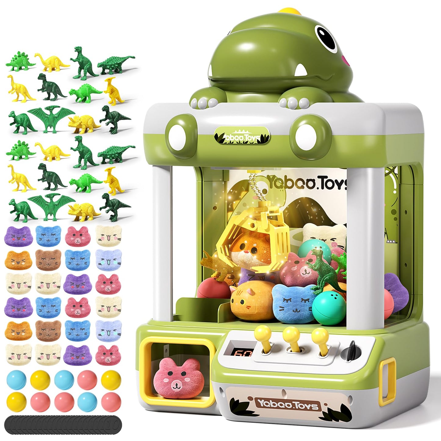 Eohemeral Dinosaur Kids Claw Machine For Kids,Electronic Arcade Game Machine With Music,Kids Vending Machine Boys Birthday Gifts