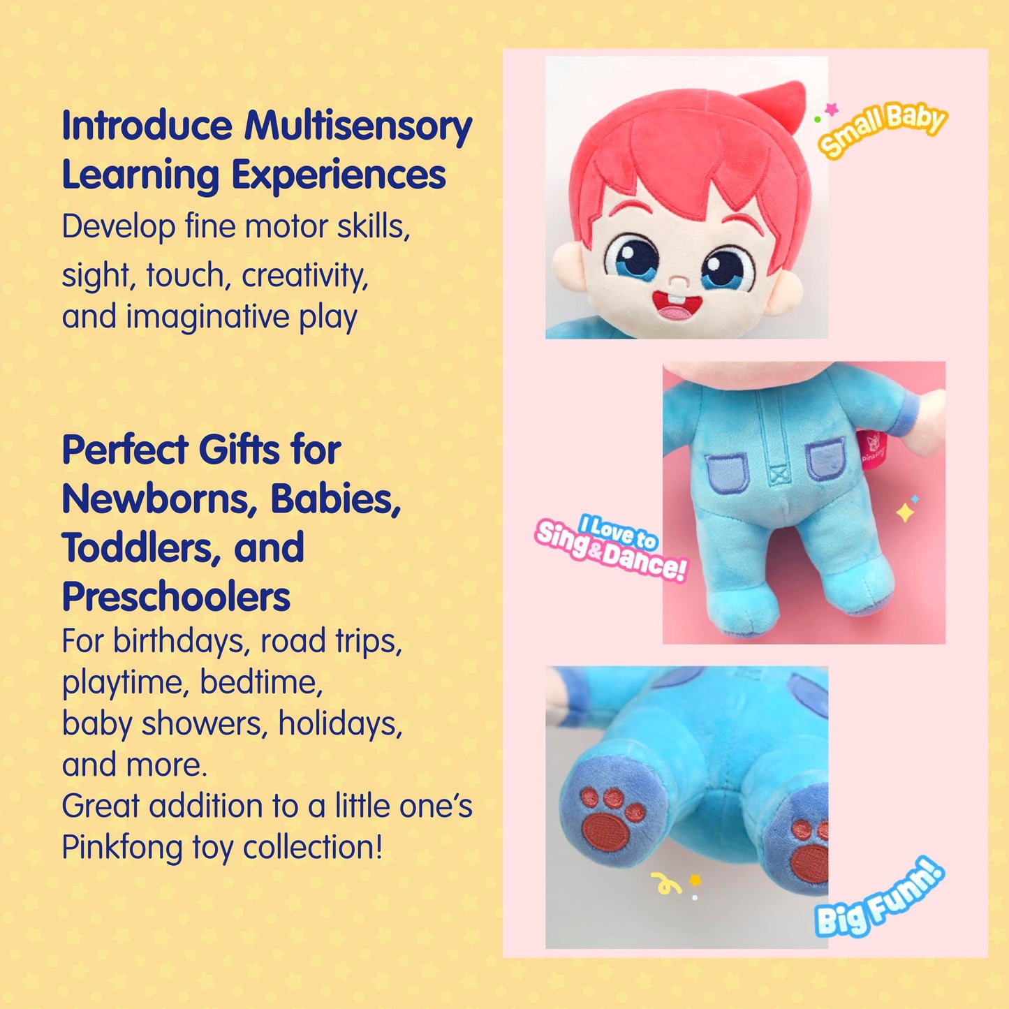 Pinkfong Bebefinn Plush Toy - 12" Soft Cuddly Doll for Toddlers - Pink/Blue Interactive Stuffed Animal - Perfect for Birthdays & Holidays