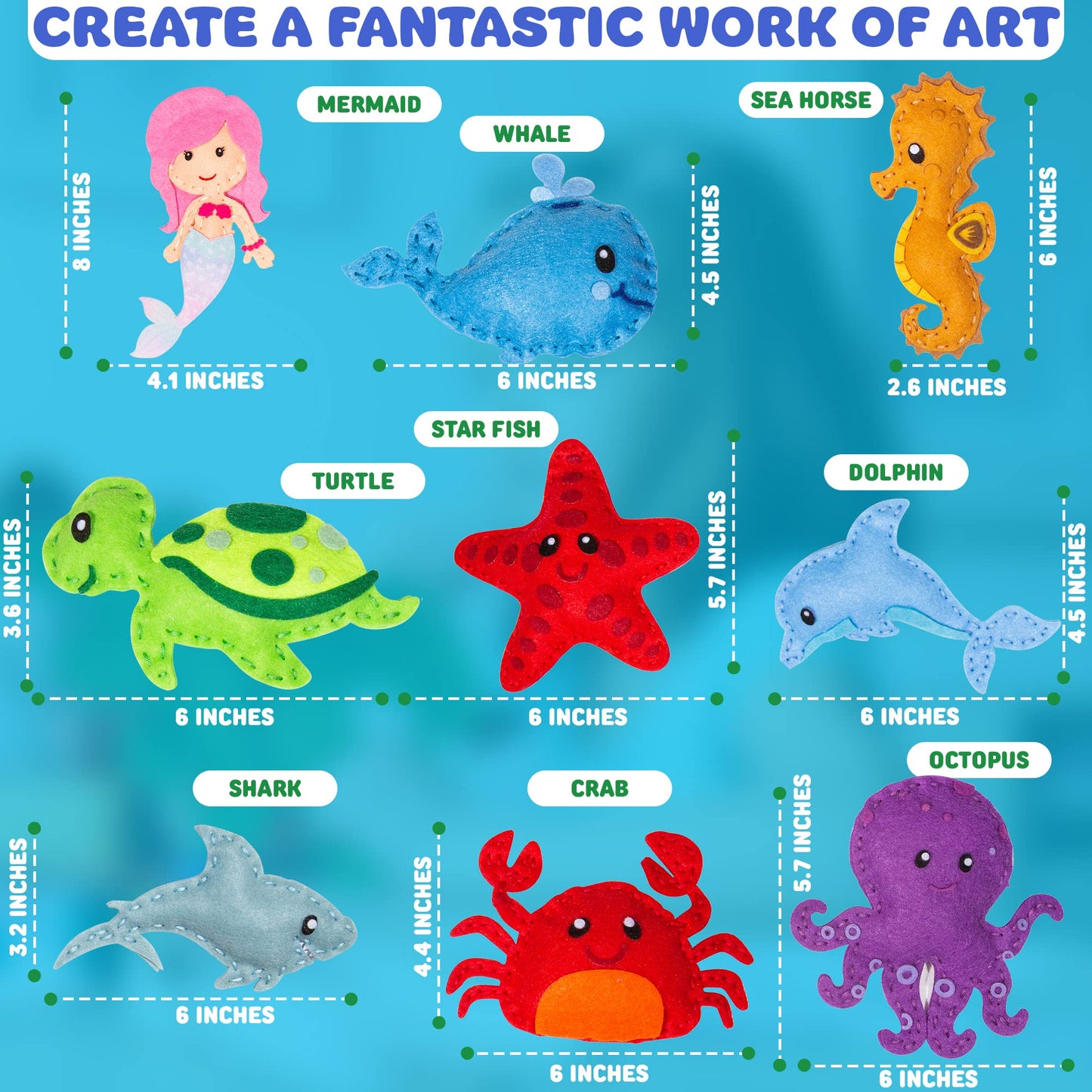 Momotoys Sewing Kit For Kids, Fun & Educational Mermaid And Sealife Sew Craft Set For Boys And Girls Ages 8-12, Complete Beginne