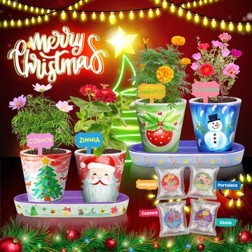 4 Set Paint & Plant Flower Gardening Kit - Gifts For Girls Ages 8-12, Arts And Crafts For Kids Ages 8-12, Kids Gardening Set, Bi