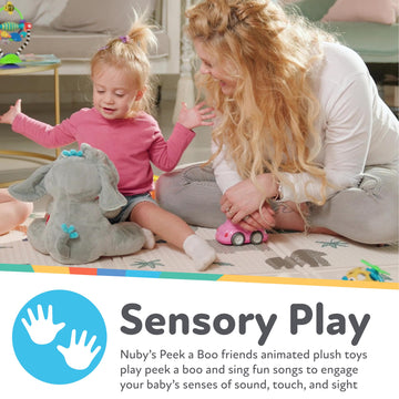 Nuby Peek a Boo Friends Animated Plush Toy with Music and Interactive Play, Baby Elephant
