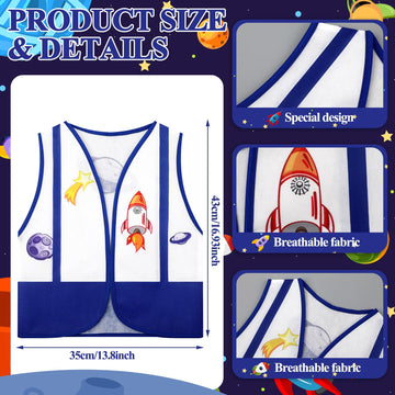 Panitay 24 Pcs Astronaut Costume for Kids Astronaut Vest Space Pilot Dress up Accessories for Nasa Outer Space Theme Party Favor
