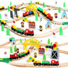 Toy Life Train Set 60Pcs Wooden Train Set With Crane, Wooden Train Tracks Toy Train Set For Toddlers 2-4 3-5, Kids Toys For 3 Year Old Boys - Fits Thomas Brio Melisa Chugginton Train Track Set