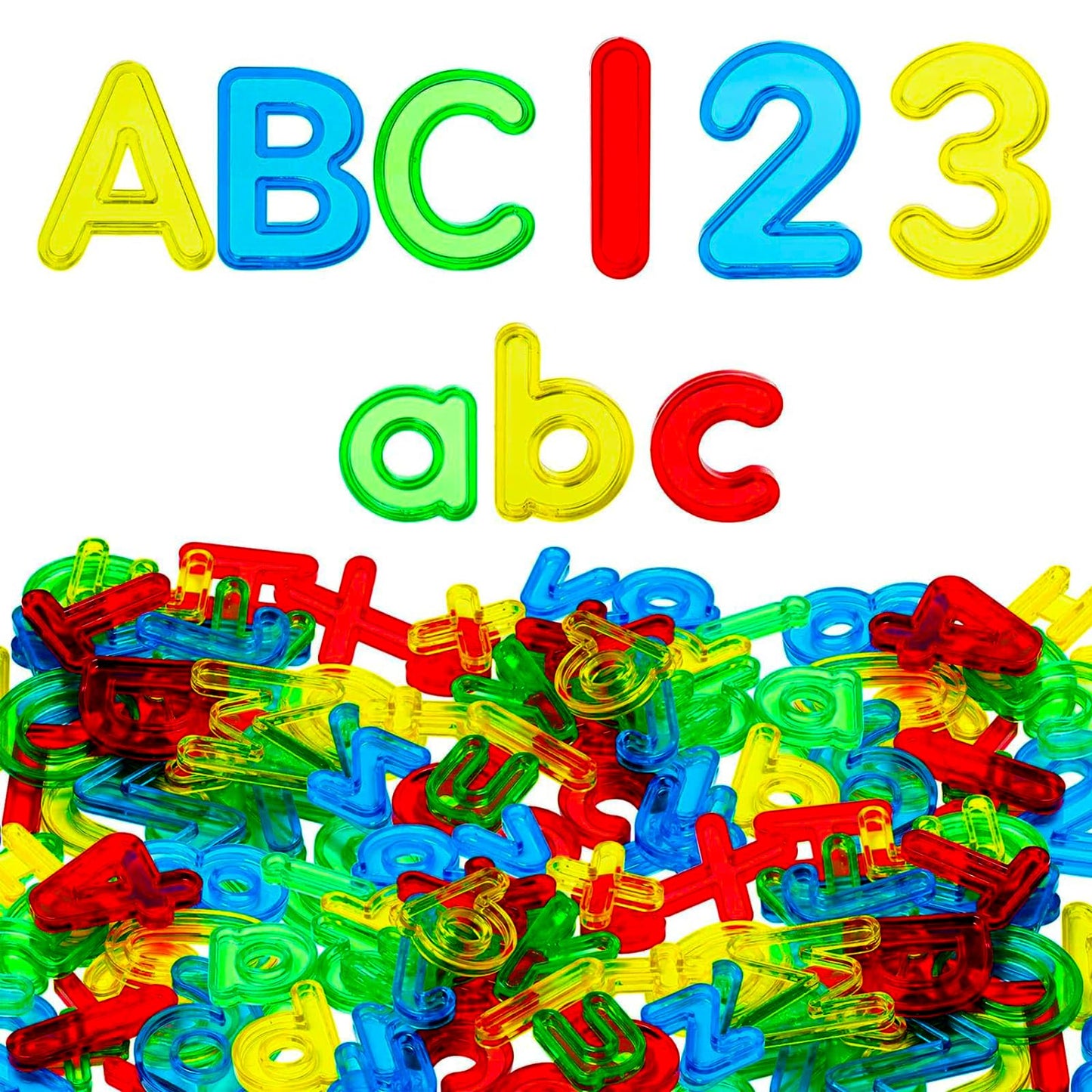 Bbiamsleep 134 Pcs Multi-Color Plastic Letters And Numbers Transparent Letters And Numbers Plastic Alphabet Letters Light Table
