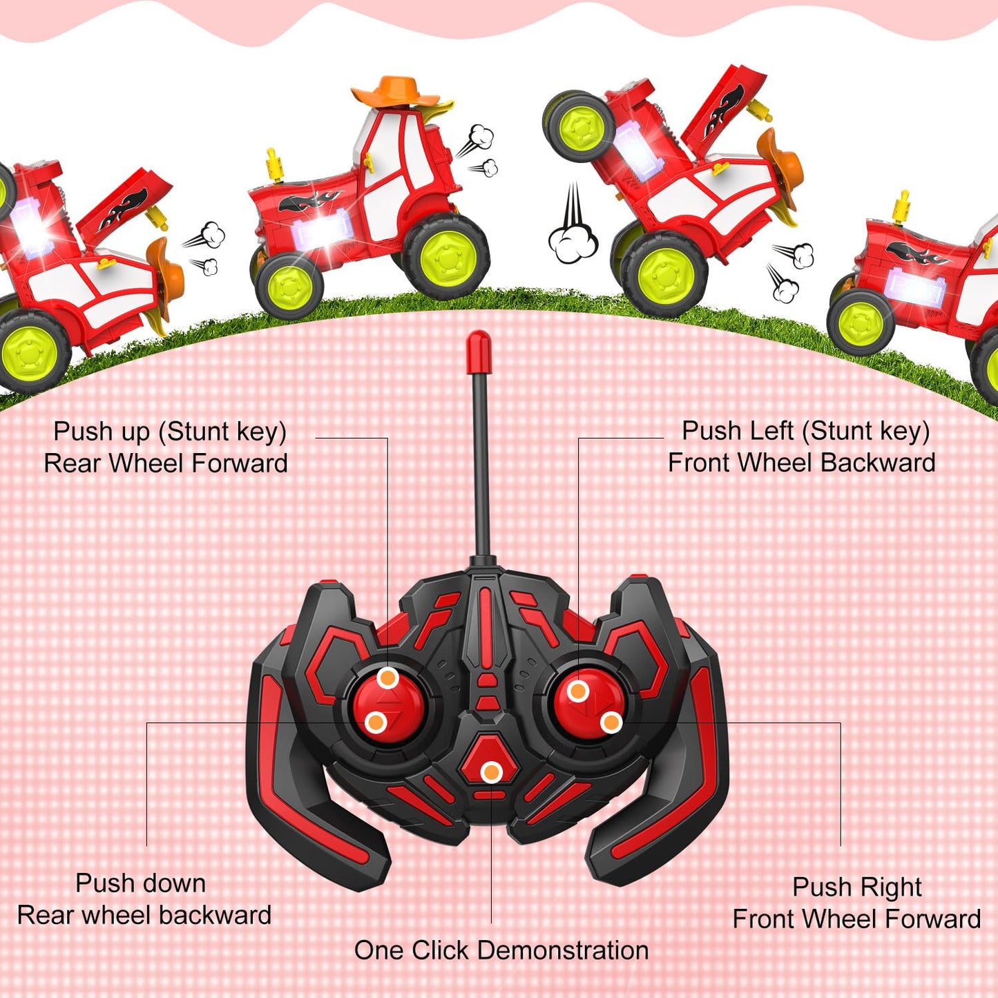 Crazy Jumping Car Toys, Remote Control Car, 2024 New Wireless Stunt Dancing Car with LED Light Music Rocking Tumbling,Rechargeab