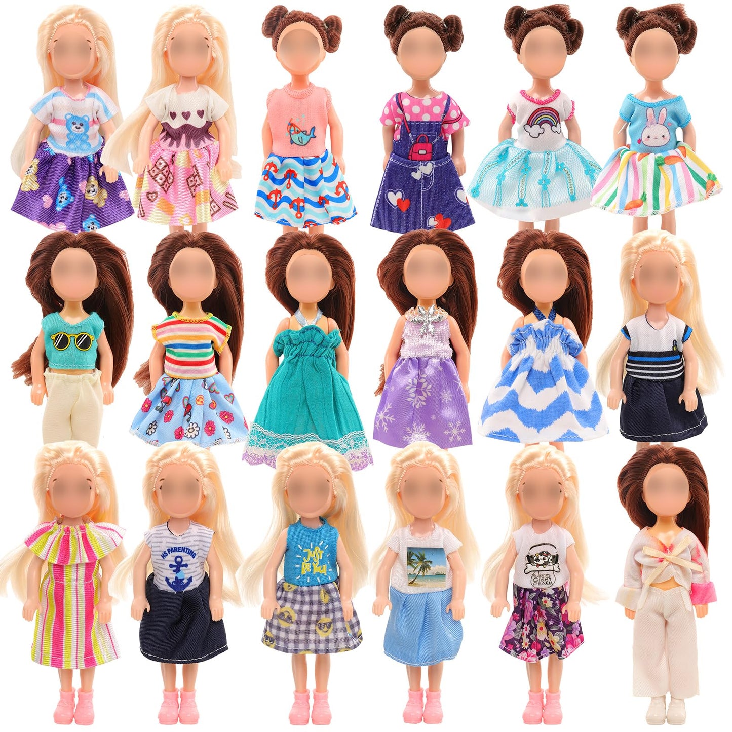 Miunana 12 Pcs 5.3 Inch Girl Doll Clothes Dress Outfits And Shoes For Chelsea Girl Doll Clothing With 2 Pairs Of Shoes For 4-6 Inch Chelsea Girl Dolls Clothes And Accessories Doll Top And Pants