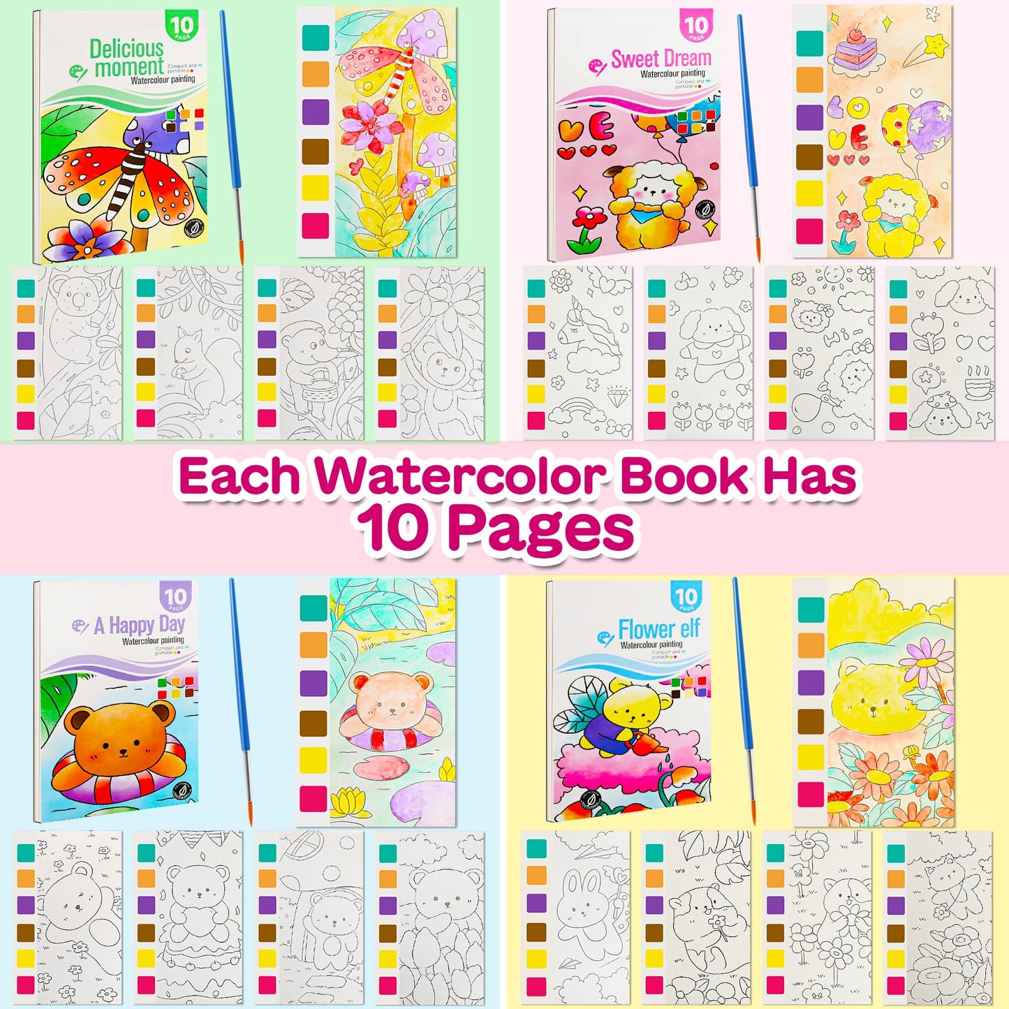 FQKIOMY Paint with Water Books for Kids Ages 3-5,Water Coloring Book Mess Free Coloring for Toddlers 2-4,Creative Arts and Craft