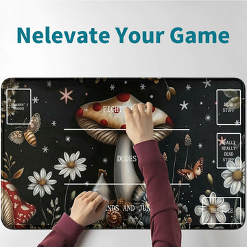 RWUTYTIUL Mushroom Card Playmat 24 X 14 Inch with Tube Bag, Card Gameplay Mat with Zones Commander Deck Board MTG RPG CCG TCG Ca