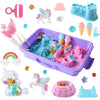 Sikmcle Unicorn Sensory Bin Play Sand Kit For Girls Unicorn Toys For Kids Castle Moulds Toddler Activities And Sensory Bin Fille