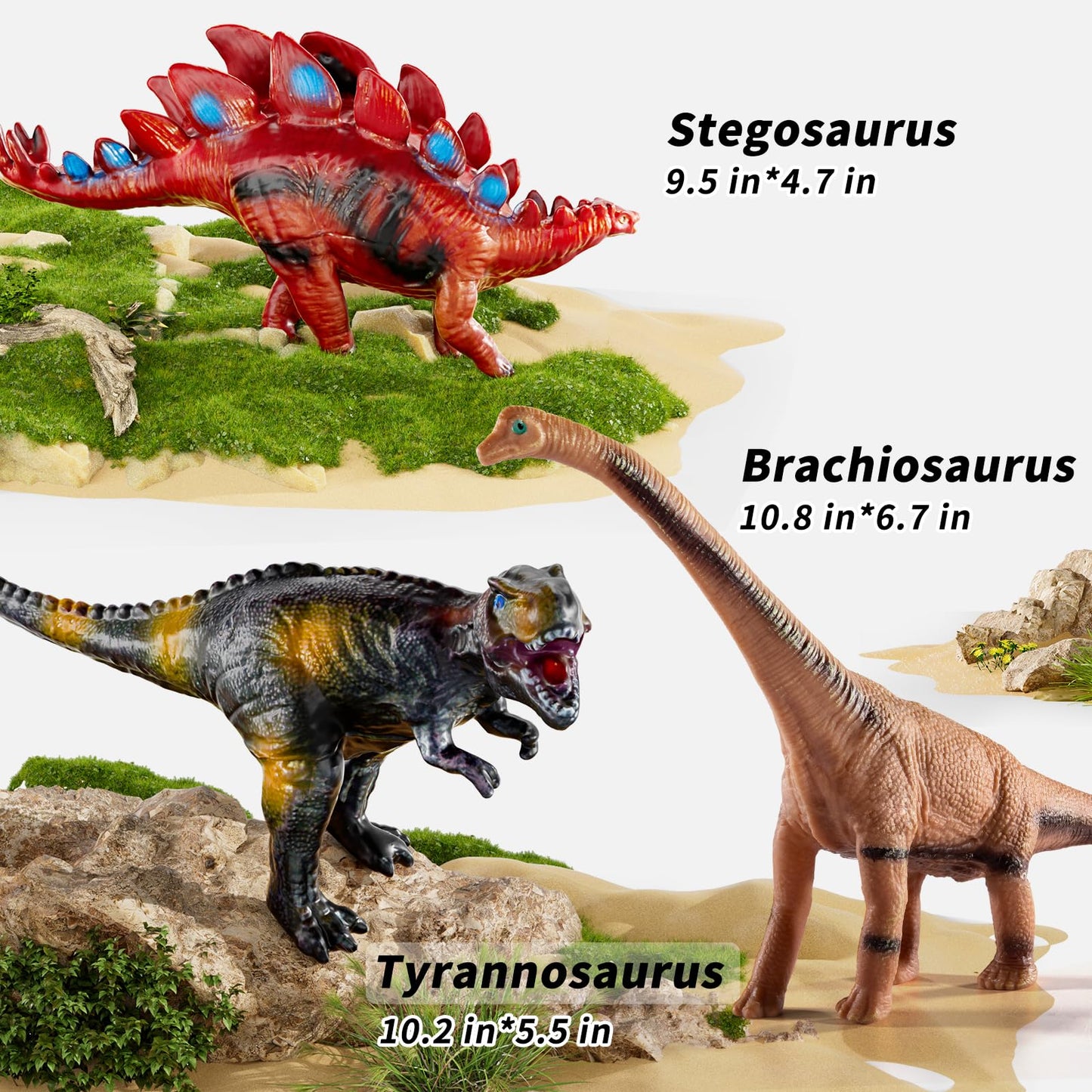 Niplooow Big Dinosaur Toys Kids 3-5, 7 Piece Realistic Large Soft Dinosaur Figures For Kids Toddlers Boys, Jumbo Dinosaur Toys F