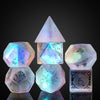 UDIXI Prism Glass DND Dice Set, 7PCS Frosted Glass Dice Rainbow Glass D and D Dice for Dungeons and Dragons Table Games D&D (San