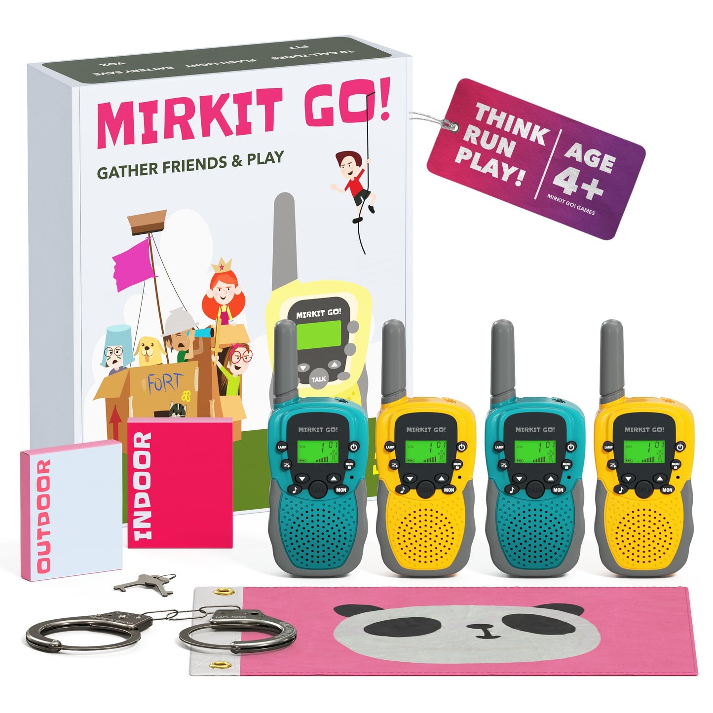 Mirkit Go! Game: 4X Walkie Talkies For Kids & 4 Kids Games: Scavenger Hunt, Capture The Flag, Police Game, Hide And Seek! Kids G