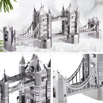 Piececool 3D Puzzles For Adults, London Tower Bridge Metal Models Kit, Famous Landmarks Architecture Building Blocks Models Kits, Diy Craft Toys Gifts For Birhtday Christmas, 65 Pcs