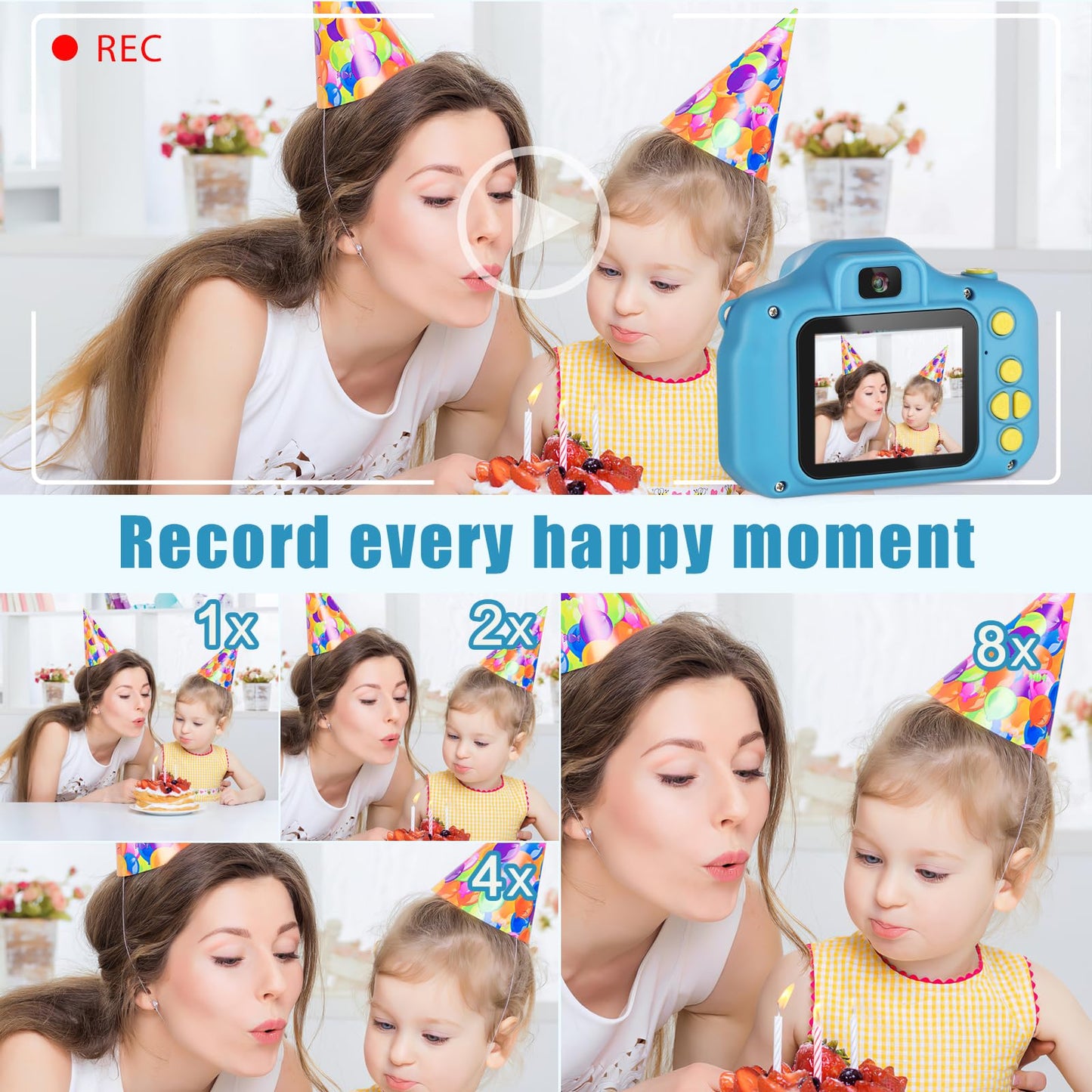 Kids Selfie Camera, Portable Digital Cameras Toys For Kids Christmas Birthday Gifts For Boys/Girls Age 3 4 5 6 7 8 9 With 32Gb S