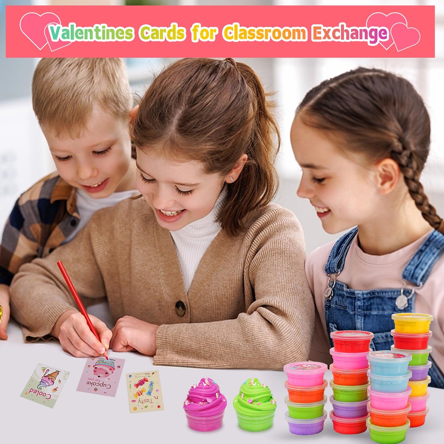 28 Pack Butter Slime Kit Diy Slime Toys For Kids Party Favor Supplies With Love, Lollipop, Candy, Cherry, Donut And Ice Cream,So