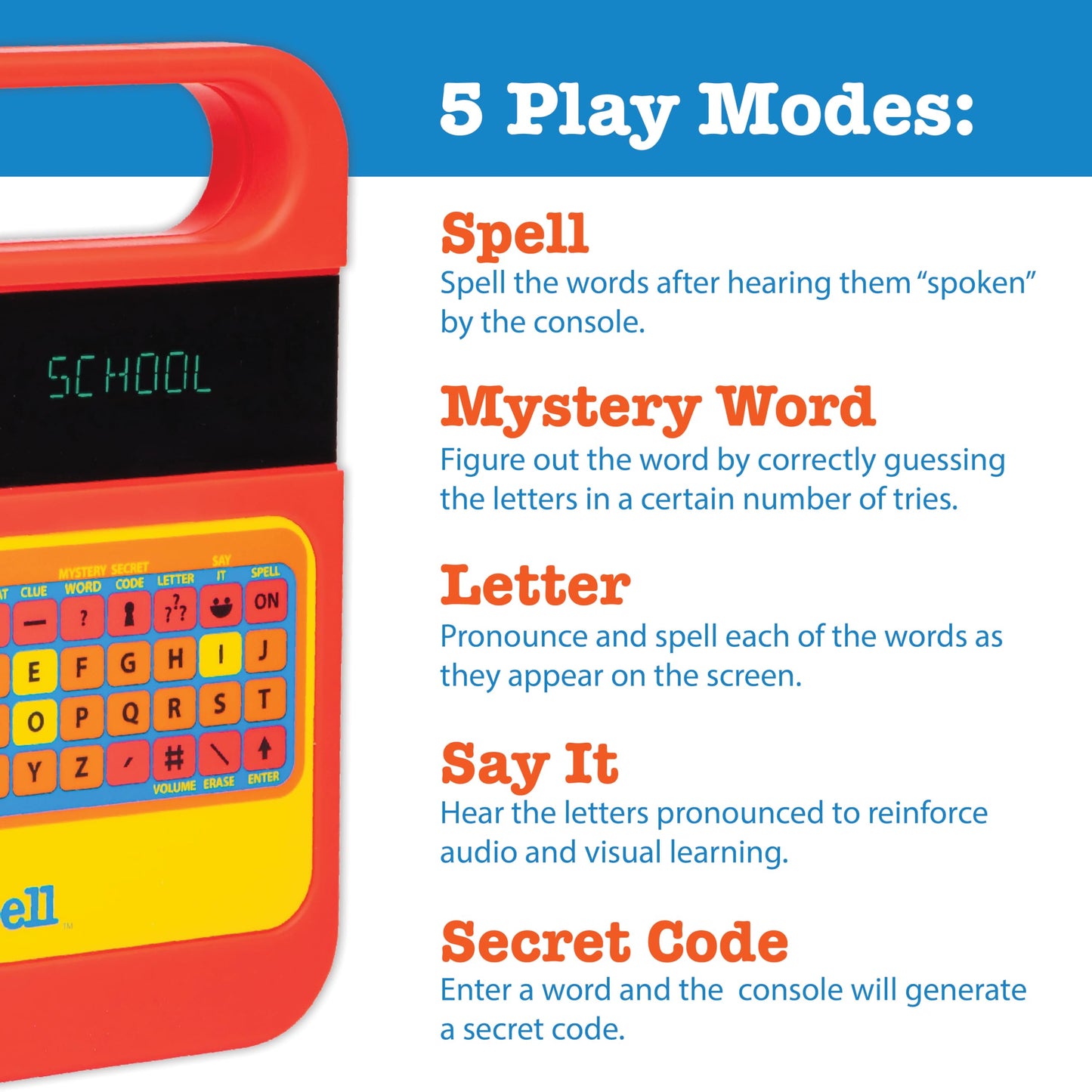Playmonster Speak & Spell Electronic Game - Educational Learning Toy, Spelling Games, 80S Retro Handheld Arcade, Autism Toys, Ac