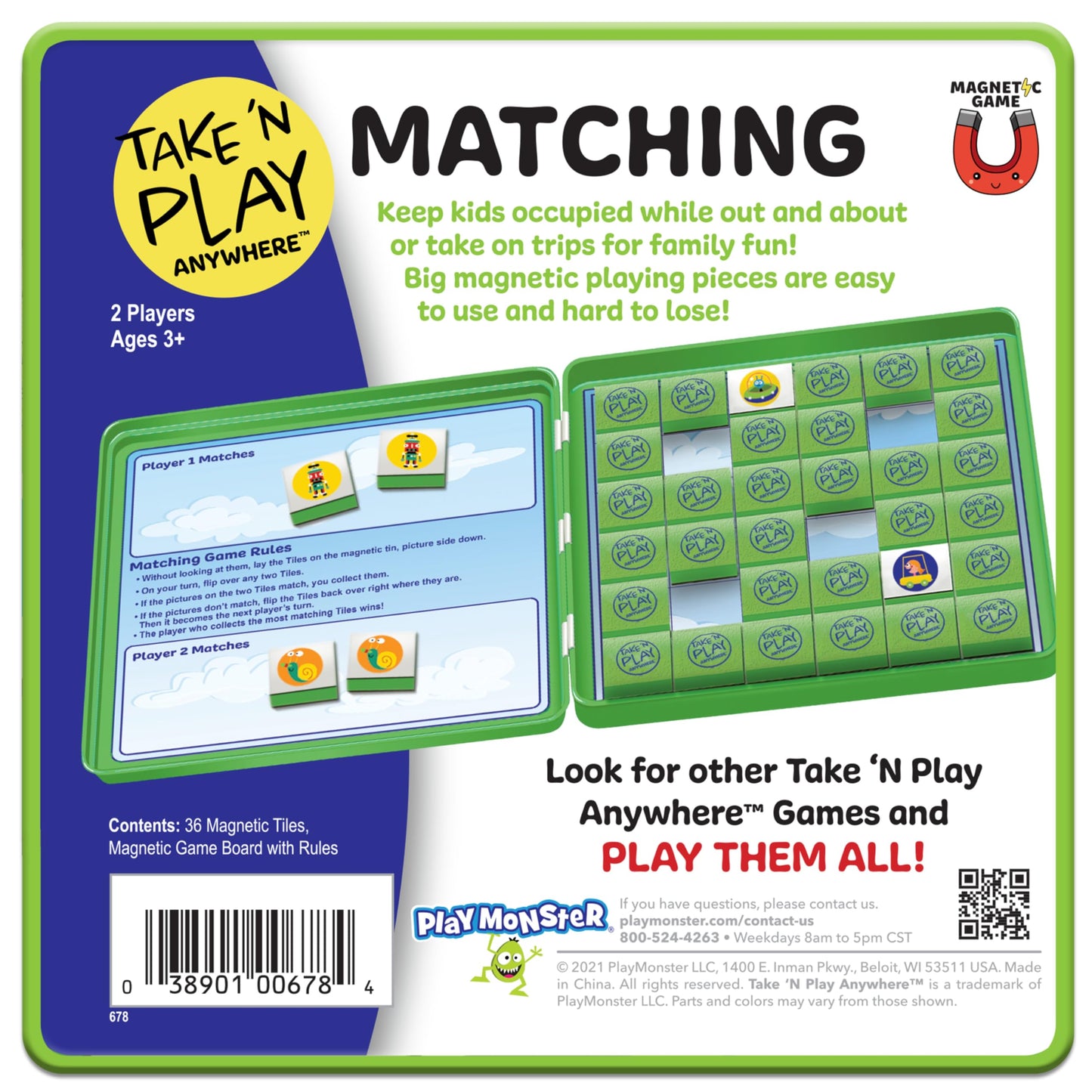 Playmonster Take N Play - Matching Game - Easy To Use, Hard To Lose - Fun On The Go Travel Game - For Ages 3+