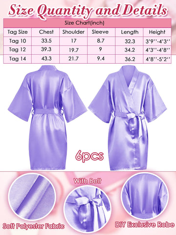 Sintuff 24 Pcs Sleepover Party Supplies For Girls 6 Spa Party Robes 6 Tote Bags 6 Headbands 6 Spa Masks(Size 10,Light Purple)