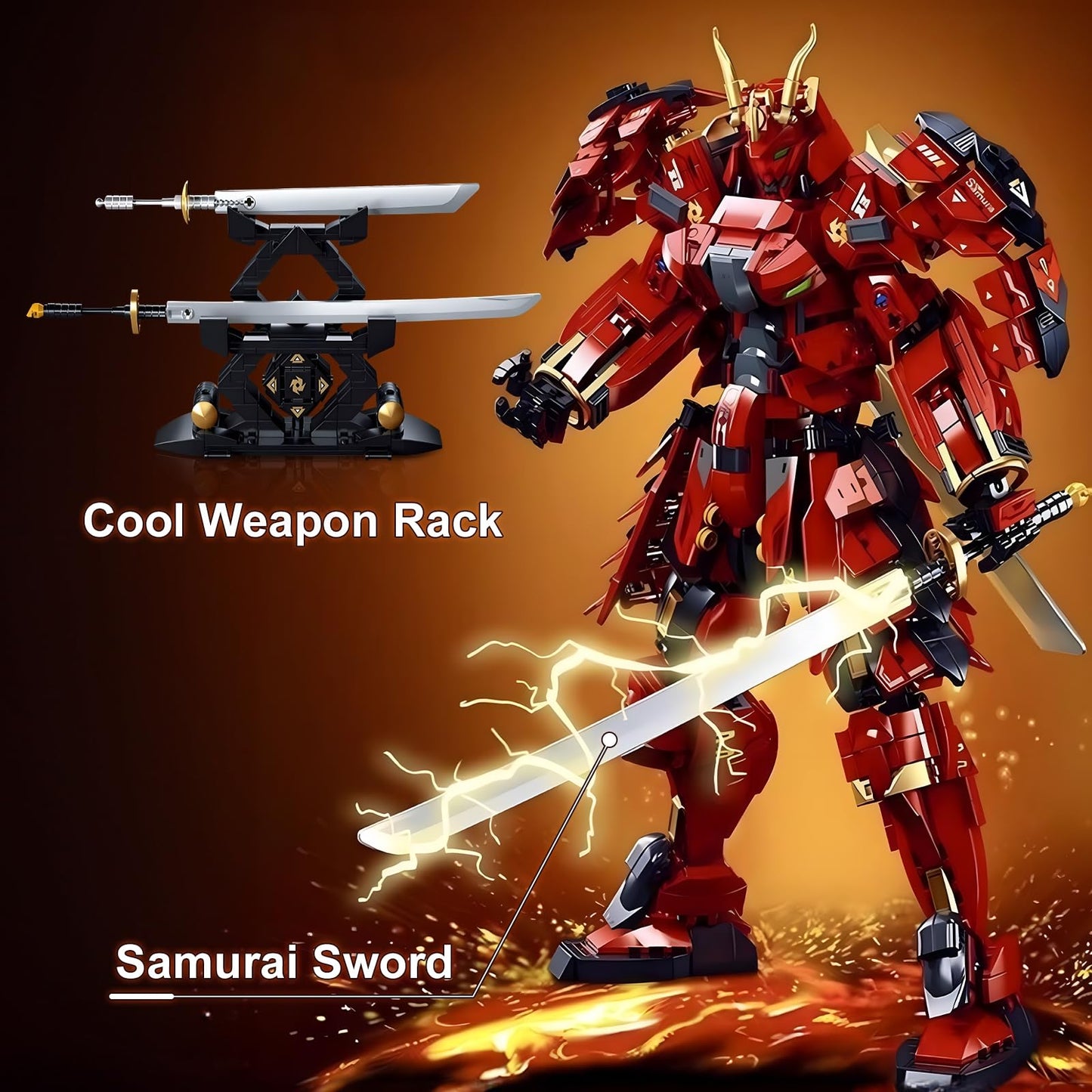 High Godo Samurai Mech Warrior Model Building Sets, Double Swords Robot Building Blocks Toy Set, 923 Pieces Creative Collectible Gift For Adults Man Teens Boys 8+