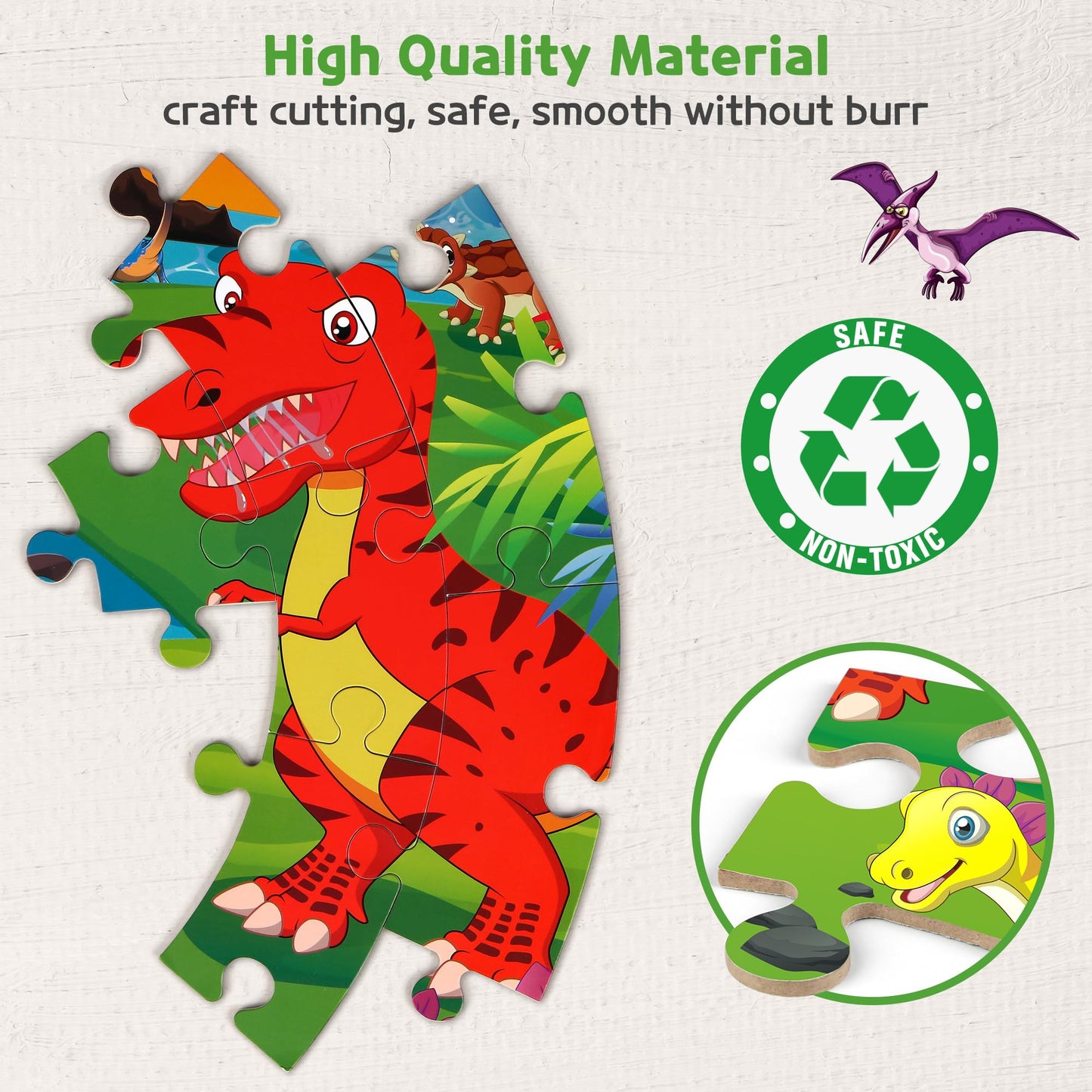 Synarry Floor Puzzles For Kids Ages 4-6, Large 70 Piece Dinosaur Puzzles For Kids Ages 3-5, Dinosaur Puzzles For Kids Ages 4-8, Preschool Toys Gifts For 3 4 5 6 7 8 Years Old Toddlers Boys Girls Child