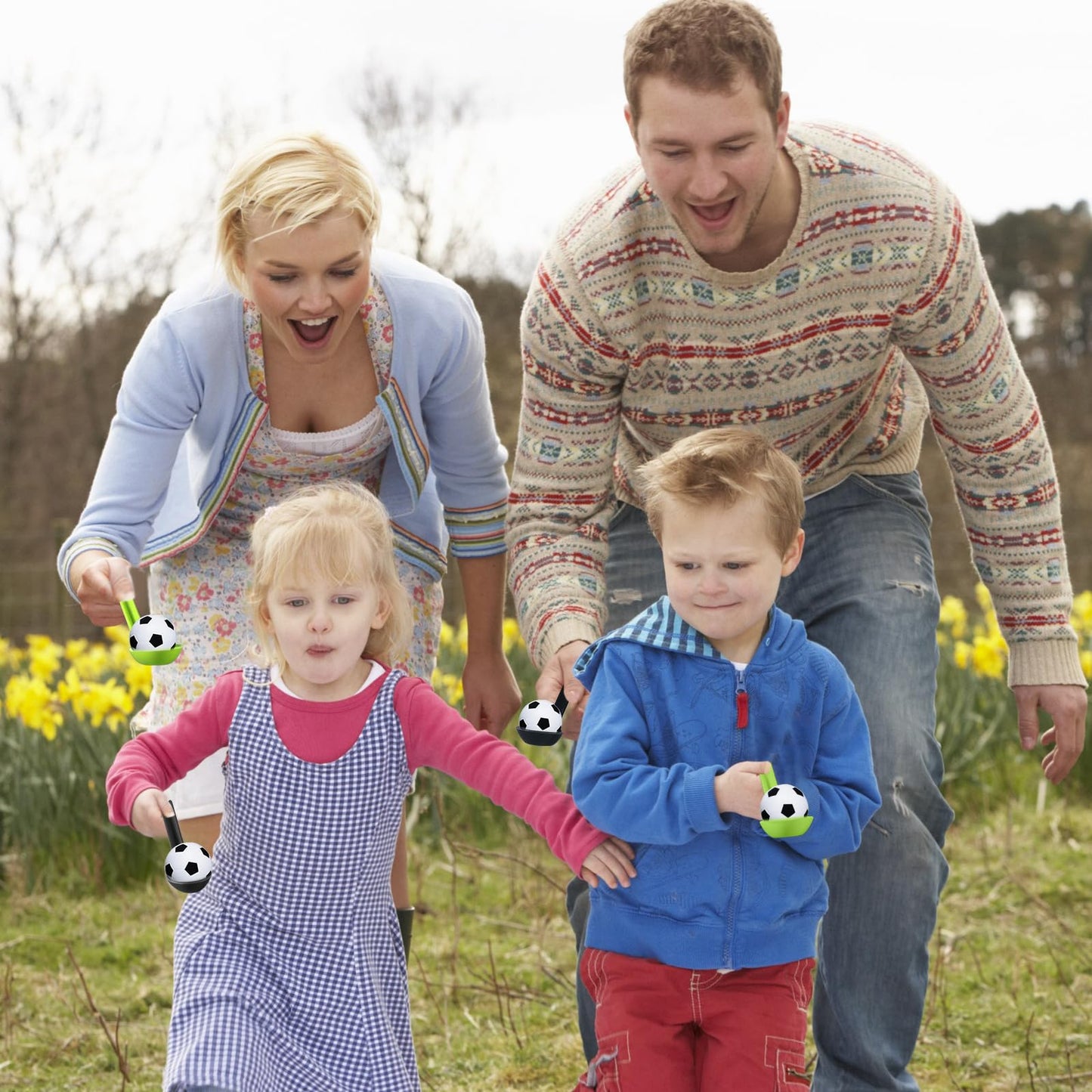 PullCrease Soccer Party Games 12 Pack Soccer Party Spoon Relay Race Toy Set for Teens Adults, Soccer Foam Ball and Spoon Race Ga